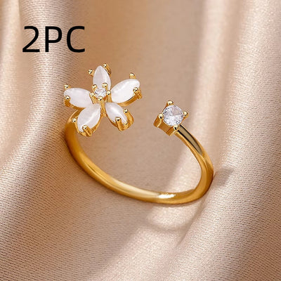 Anillo Flor de Cristal Diamante con Circonita Micro Incrustada - Diseño Abierto Ajustable - Image 26