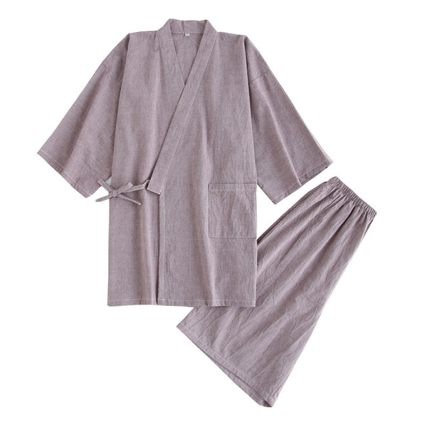Pijama Kimono Japonés para Hombre Manga Corta con Pantalones Cortos