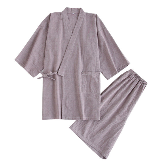 Pijama Kimono Japonés para Hombre Manga Corta con Pantalones Cortos
