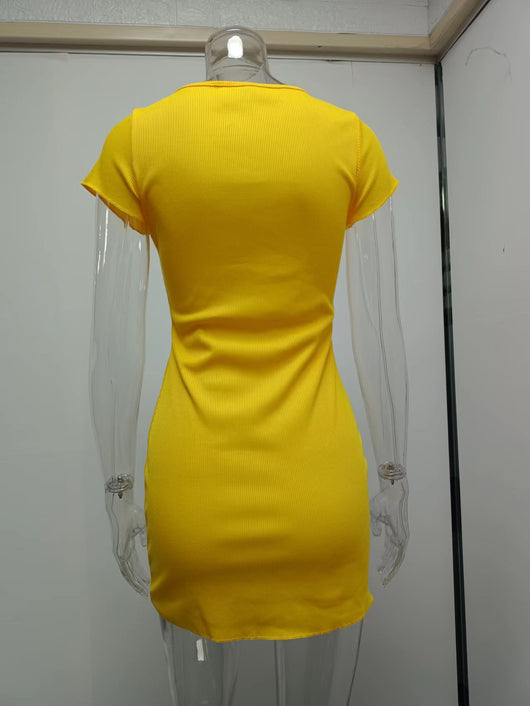 Vestido Corto con Botones de Corte Cadera - Estilo Europeo y Americano - Image 36