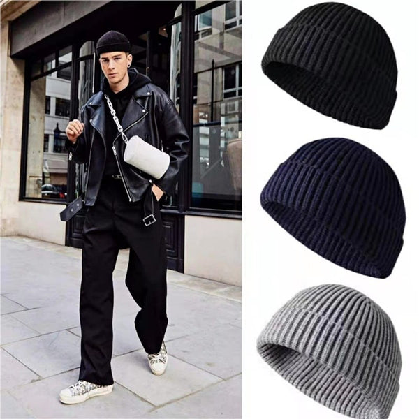 Gorro de Lã de Tricô Estilo Coreano para Outono e Inverno