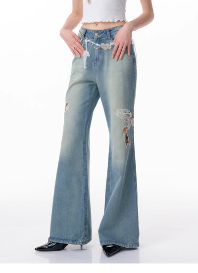 Jeans Rectos de Talle Alto con Detalle de Moño - Image 13