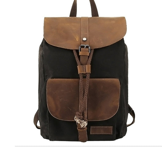 Mochila de Viaje Impermeable Cuero Crazy Horse y Lona para Hombre - Image 7
