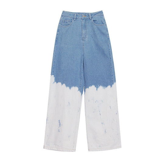 Jeans Rectos Cintura Alta con Degradado Tie Dye