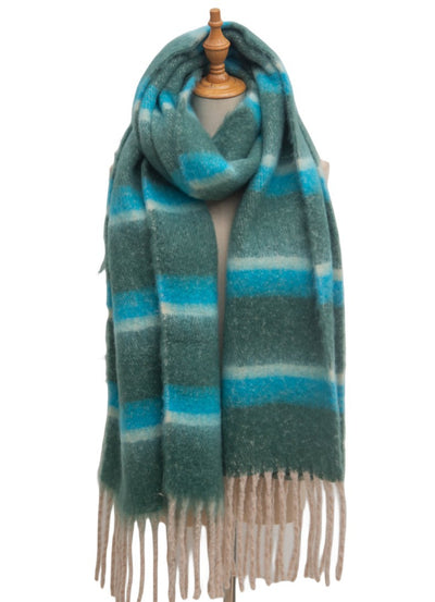 Bufanda Gruesa de Rayas con Flecos para Hombre y Mujer - Image 25