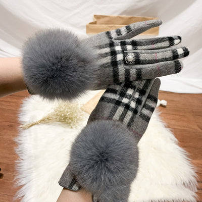 Guantes de Lana y Cachemira con Pompón de Piel de Zorro - Image 22
