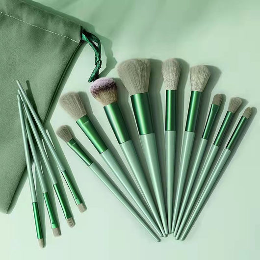 Set de Brochas de Maquillaje Portátil en Bolsa de Tela Suave