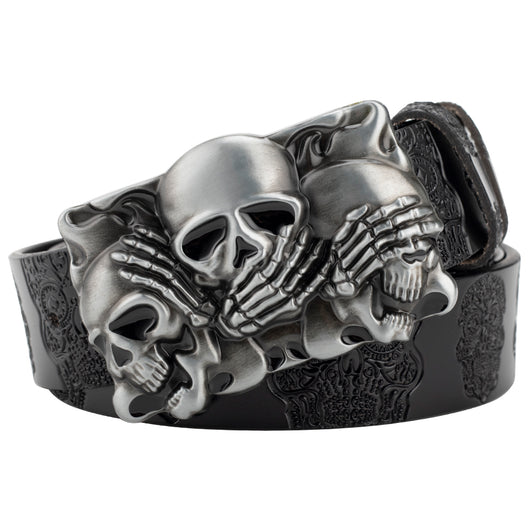 Cinturón con Hebilla de Calavera y Cabeza de Toro en Relieve - Image 11