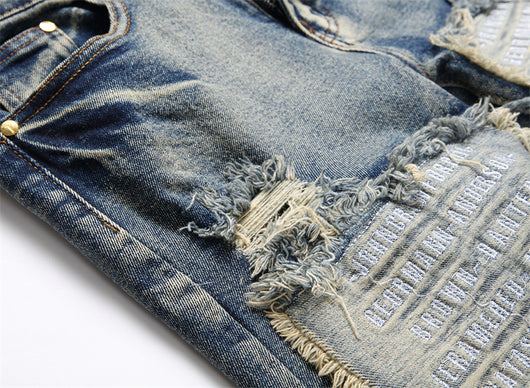 Jeans Slim Fit Azul Retro con Parches para Hombre - Image 9