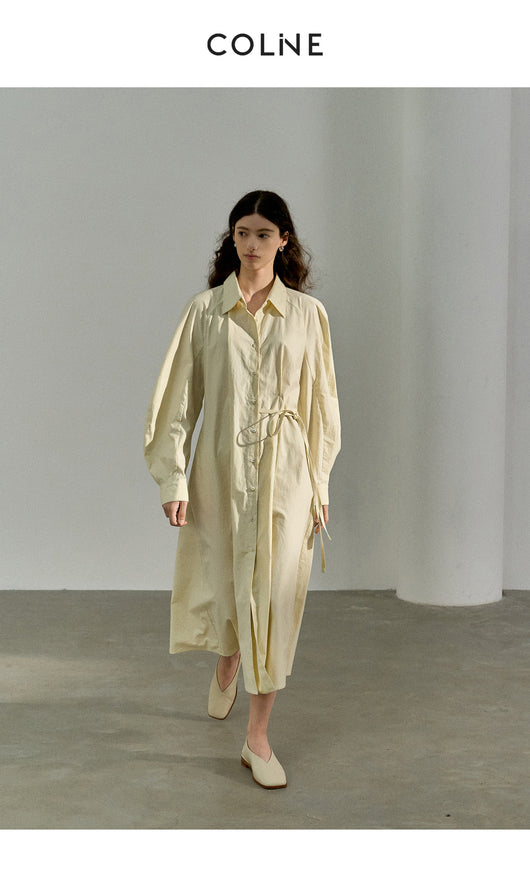 Vestido Camisero de Algodón con Mangas Curvas y Cintura Ajustada - Image 14