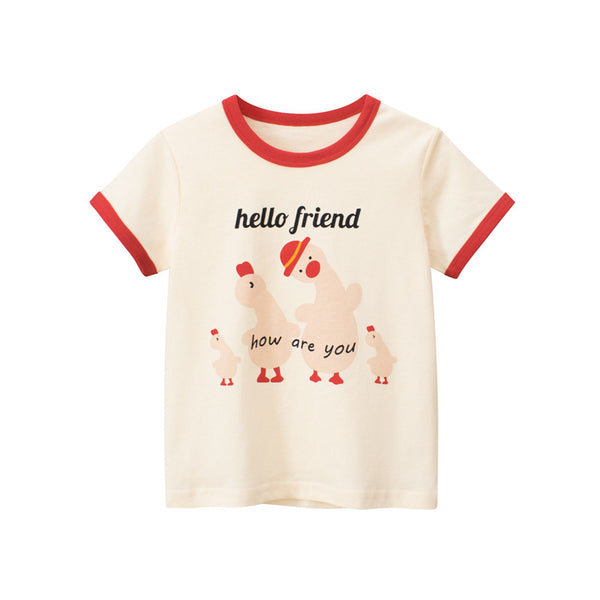Camiseta Infantil Estilo Coreano de Manga Corta