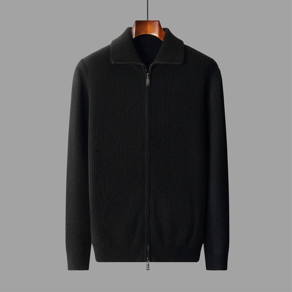 Cardigan de Lana Pura con Cierre para Hombre - Abrigo Solapa Otoño Invierno