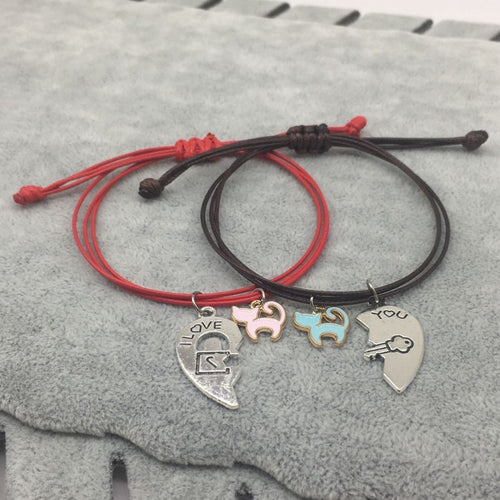 2 Pulseras Personalizadas para Parejas de Gatitos