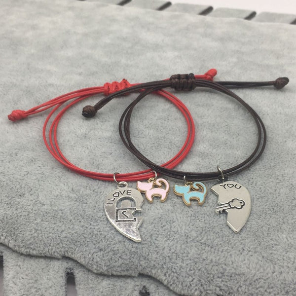 2 Pulseras Personalizadas para Parejas de Gatitos