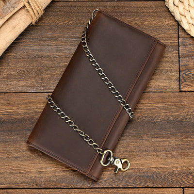 Cartera Larga de Cuero Crazy Horse con Cadena de Seguridad Antirrobo - Image 5