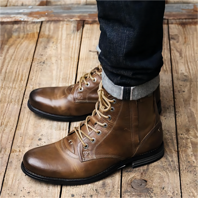 Botas Vaqueras Retro Hombre con Cordones Martin Punta Redonda Tacón Bajo