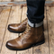 Botas Vaqueras Retro Hombre con Cordones Martin Punta Redonda Tacón Bajo