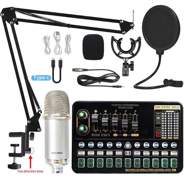 Kit de Tarjeta de Sonido para Transmisión en Vivo con Micrófono Condensador