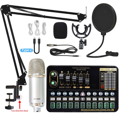 Kit de Tarjeta de Sonido para Transmisión en Vivo con Micrófono Condensador