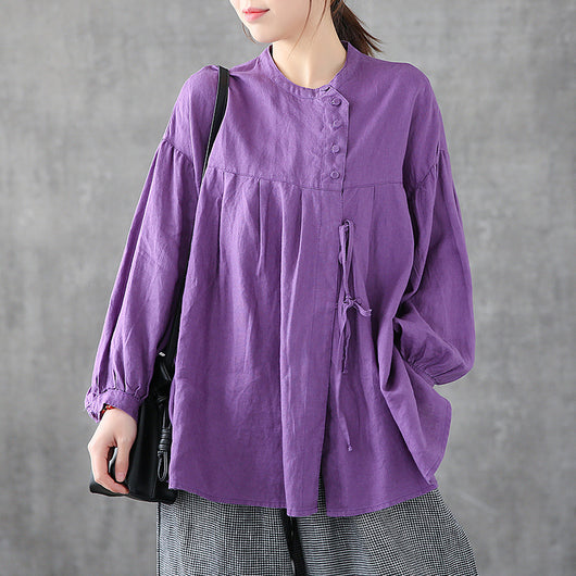 Camisa Holgada de Algodón y Lino Talla Grande - Image 12