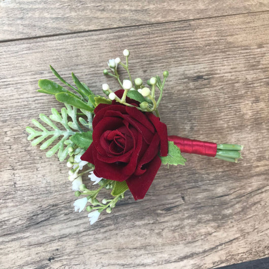 Corsage de Novia y Novio con Rosas de Seda Coreanas - Pequeños Capullos para Antes de la Boda - Image 24
