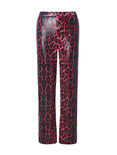Pantalones Rectos Estampado Leopardo con Lentejuelas - Diseño Europeo - Image 28