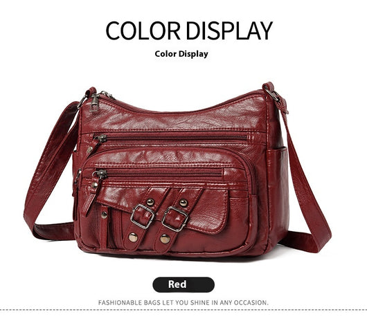 Bolso Mensajero de Cuero con Múltiples Compartimentos y Bolsillos - Image 16