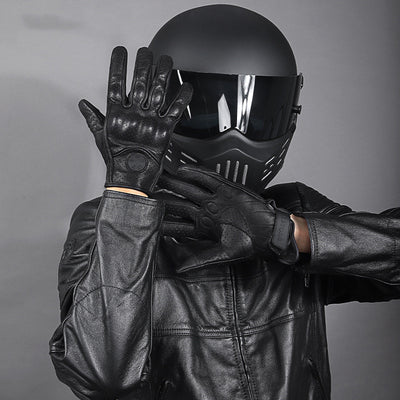 Guantes de Cuero para Motocicleta con Pantalla Táctil y Protección Anticaída - Image 10