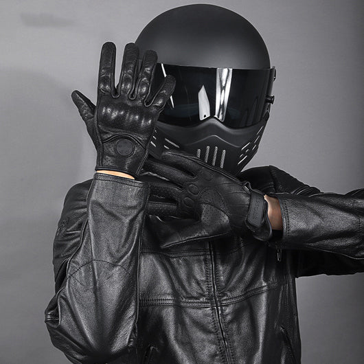 Guantes de Cuero para Motocicleta con Pantalla Táctil y Protección Anticaída - Image 10
