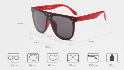 Black and white flat top sunglasses with dark lenses and small gold-toned stud details on the frame. - Image 3