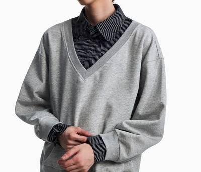 Suéter Hombre Cuello Camisero Tartán Otoño Efecto Dos Piezas - Image 2