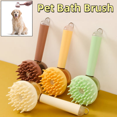 Cepillo 3 en 1 para Baño de Perros y Gatos - Masaje, Deslanado y Espuma
