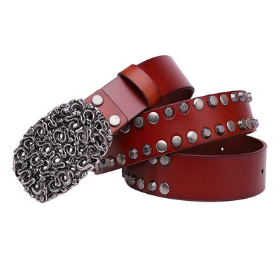 Cinturón de Cuero Genuino con Remaches para Hombre - Estilo Trend - Image 17