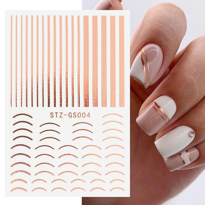 Pegatinas de Uñas Adhesivas Estilo Francés en Oro y Plata - Image 16