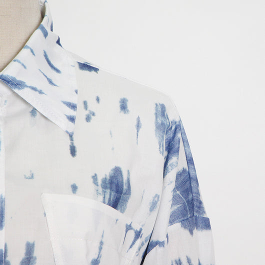 Camisa Mujer Solapa Irregular Abotonada Simple - Image 4