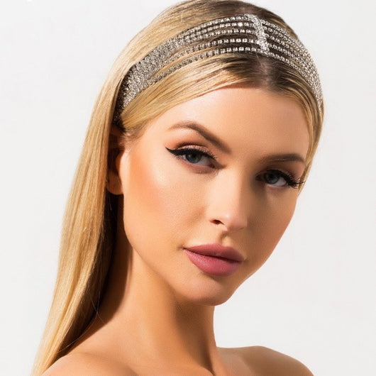 Diadema Elástica con Diamantes de Imitación - Cinco Filas de Brillantes - Image 10