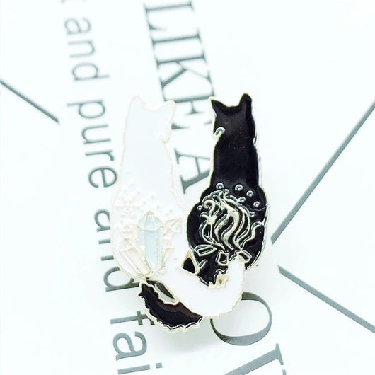 Broche de Gatos Pareja en Blanco y Negro - Image 6
