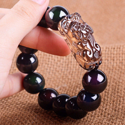 Pulsera Pixiu de Obsidiana Negra Natural - Protección y Prosperidad