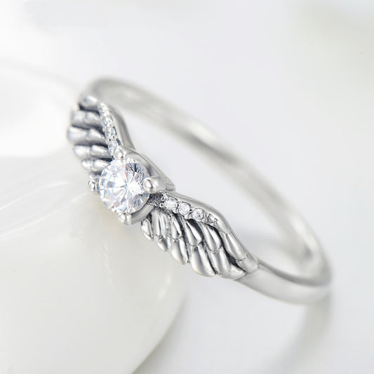 Anillo de Alas de Ángel con Diamantes Estilo Europeo y Americano