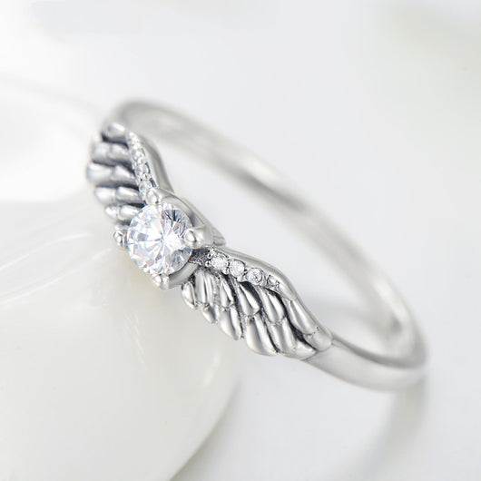 Anillo de Alas de Ángel con Diamantes Estilo Europeo y Americano