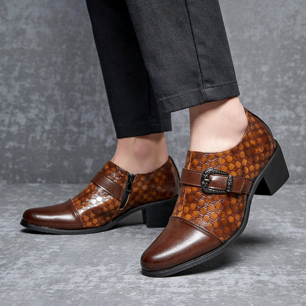 Zapatos Casuales de Cuero Cubano con Diseño Piel de Serpiente para Hombre