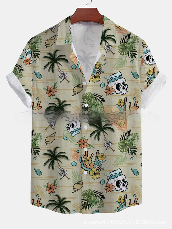 Camisa Casual de Manga Corta Estampada para Hombre