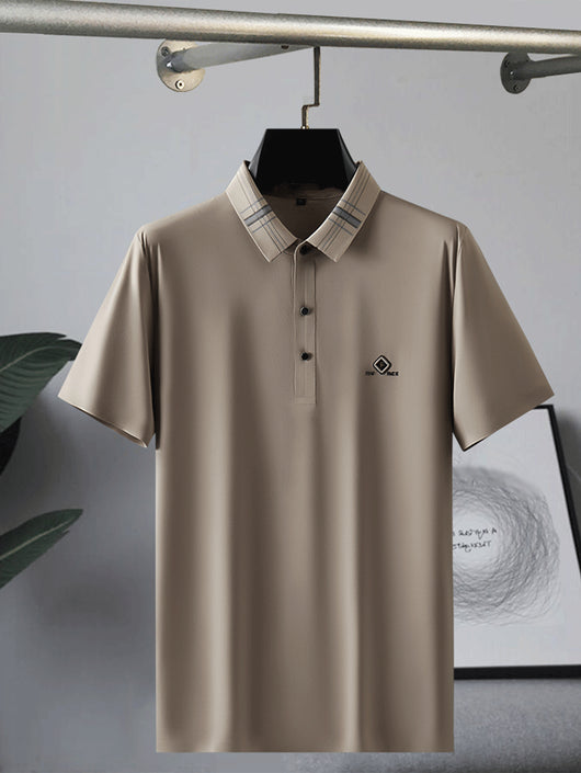 Polo Holgado Bicolor con Solapa de Manga Corta en Tela Ice Silk - Image 10