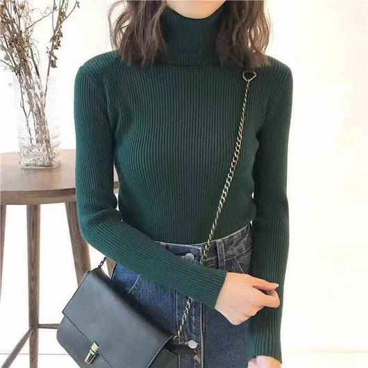 Suéter Cuello Alto Mujer Colores Sólidos - Abrigo Invierno - Image 6