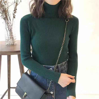 Suéter Cuello Alto Mujer Colores Sólidos - Abrigo Invierno - Image 20