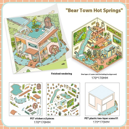 Cartoon flower park sticker set with a two-layer plastic greenhouse scene card and various plant and character stickers. - Image 16
