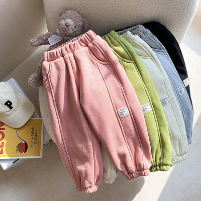 Pantalones de Buzo Infantiles con Detalles de Costura y Terciopelo - Image 22
