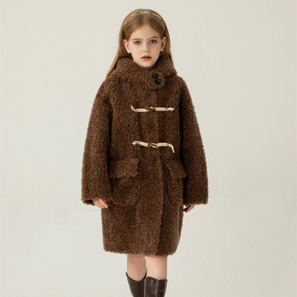 Abrigo de Lana Niña Diseño Liso y Elegante