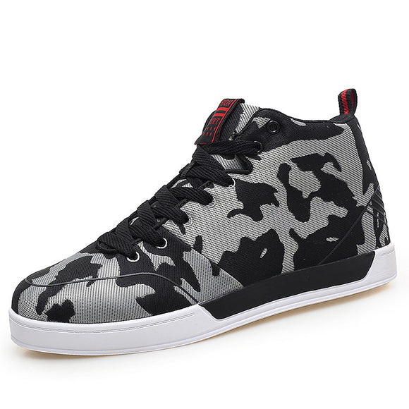 Zapatillas Altas Camuflaje Lona Estilo Coreano Talla Grande Hombre
