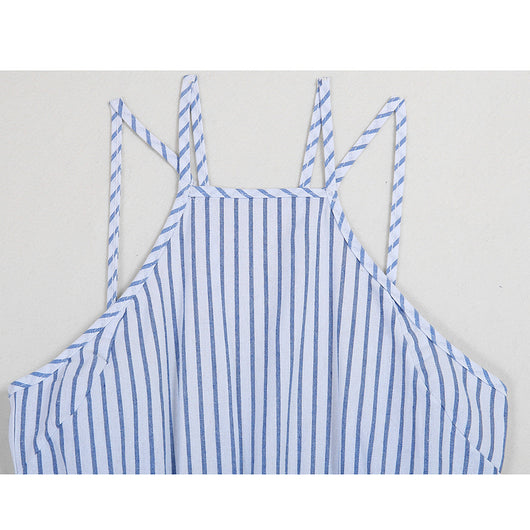 Jumpsuit Casual Elegante con Tirantes Halter y Rayas - Image 12